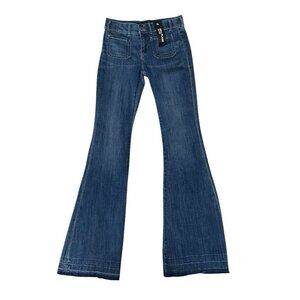 Express Jeans Womens Size 0R Bell Flare Mid Rise Front Pockets Inseam 33" NWTA15